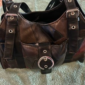 Red brown and black bag